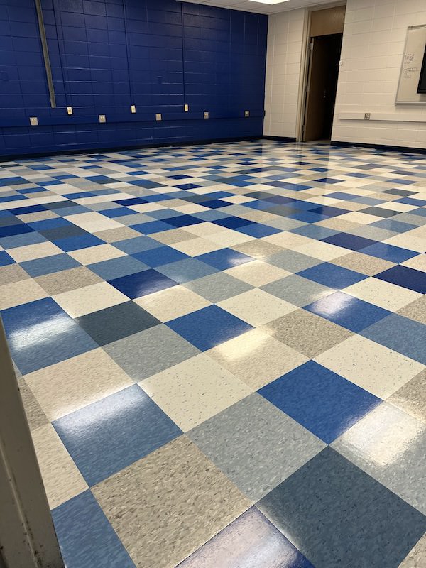 Classroom flooring recently installed at Dawkins Middle School.