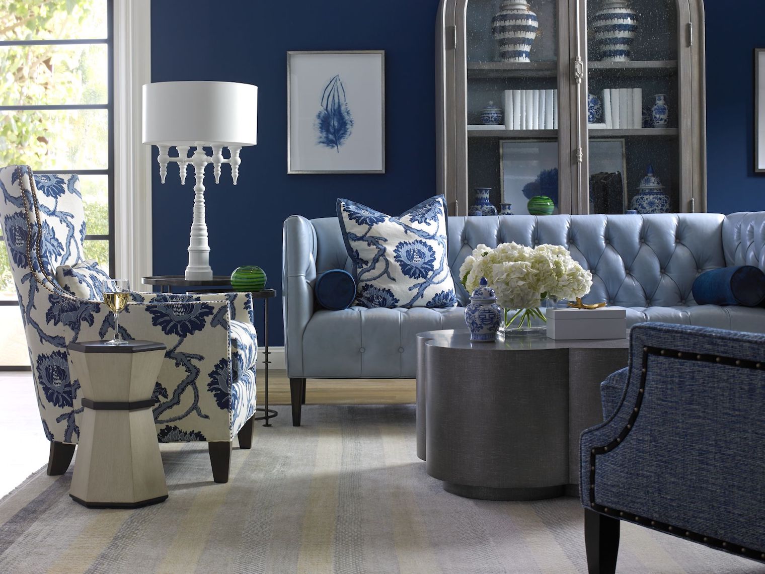 Blue hues invite summer relaxation.